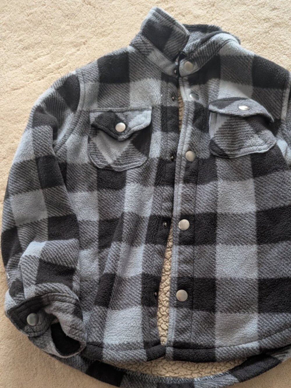 Boys 6/7 Eddie Baurer - Skacket Plaid Snap-Front Fleece Shirt